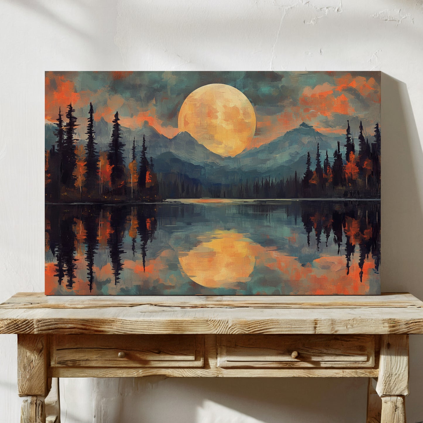 Moonlit Lake Mirrors Mountain Dreams