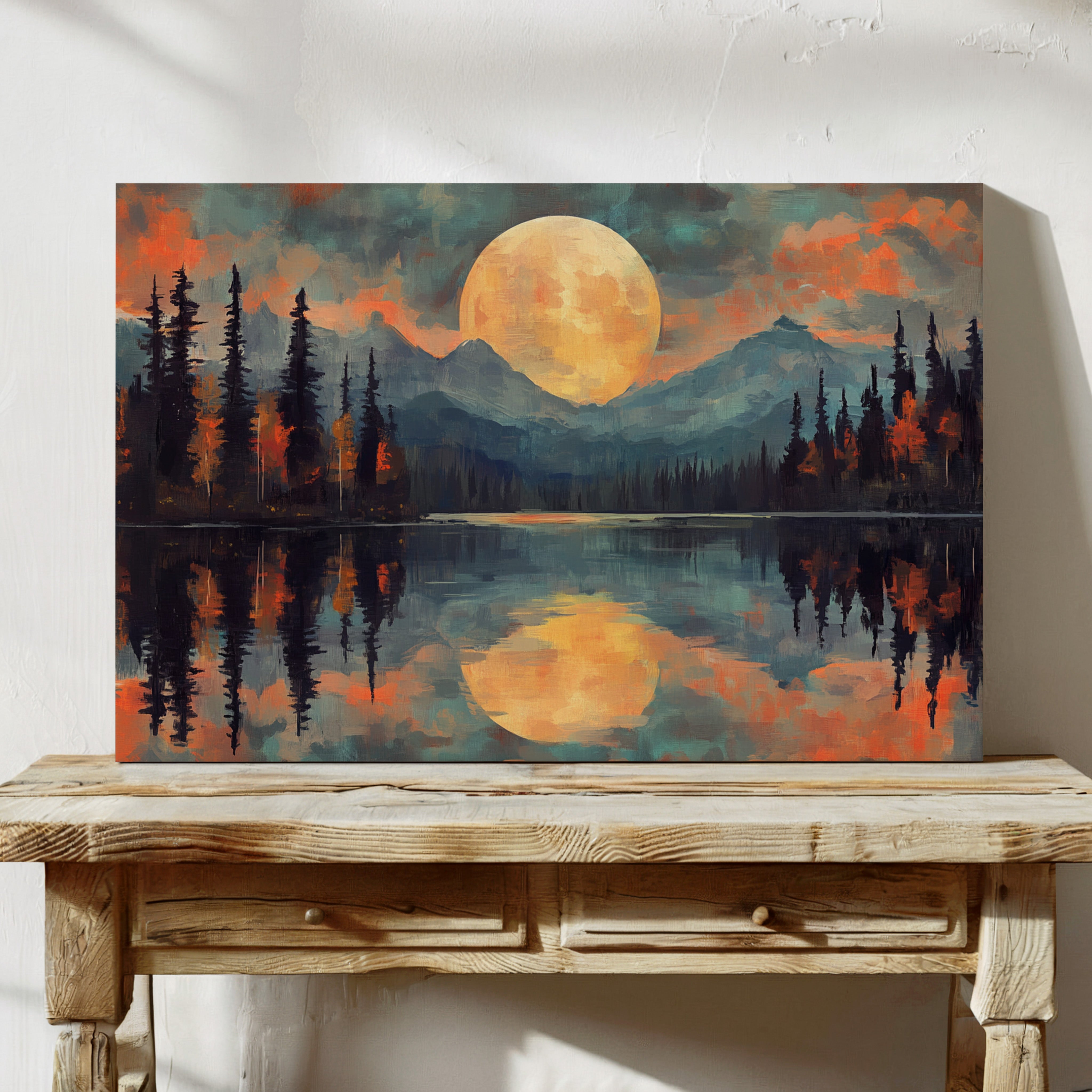 Moonlit Lake Mirrors Mountain Dreams