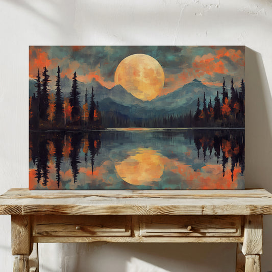 Moonlit Lake Mirrors Mountain Dreams