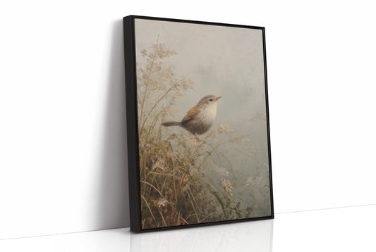 Wren Perches Among Autumn Reeds
