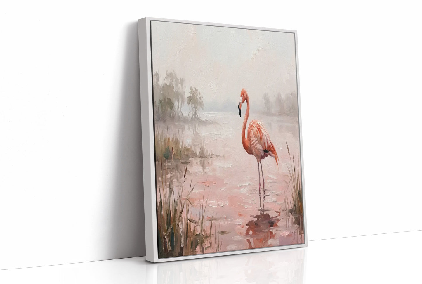 Flamingo in Rose-Tinted Water
