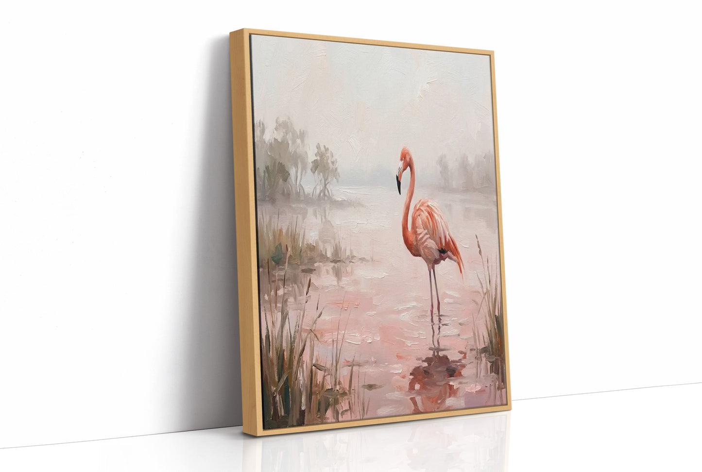 Flamingo in Rose-Tinted Water