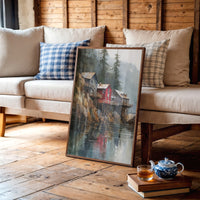 Red Houses Float Above Still Waters