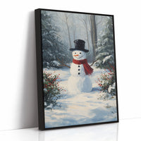 Classic Snowman in Winter Woods