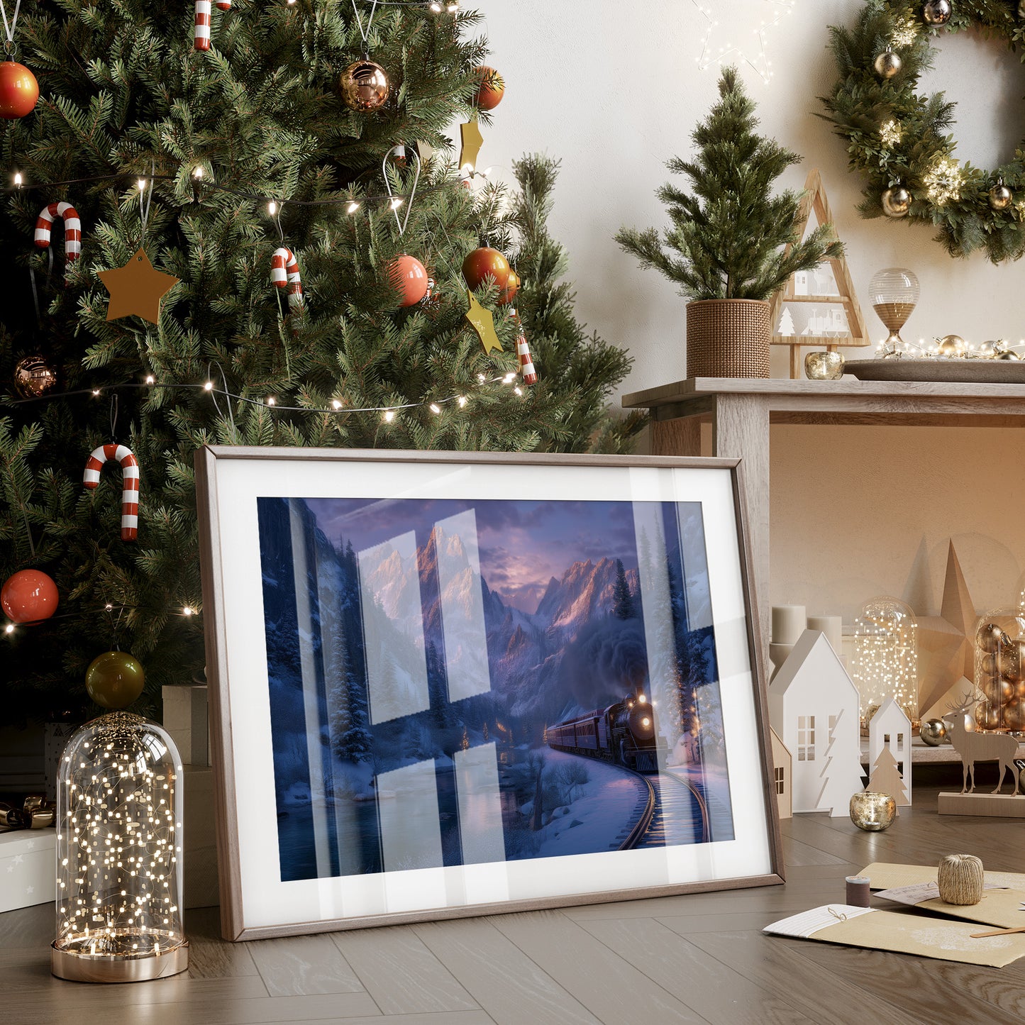 Winter Train Chases Mountain Light