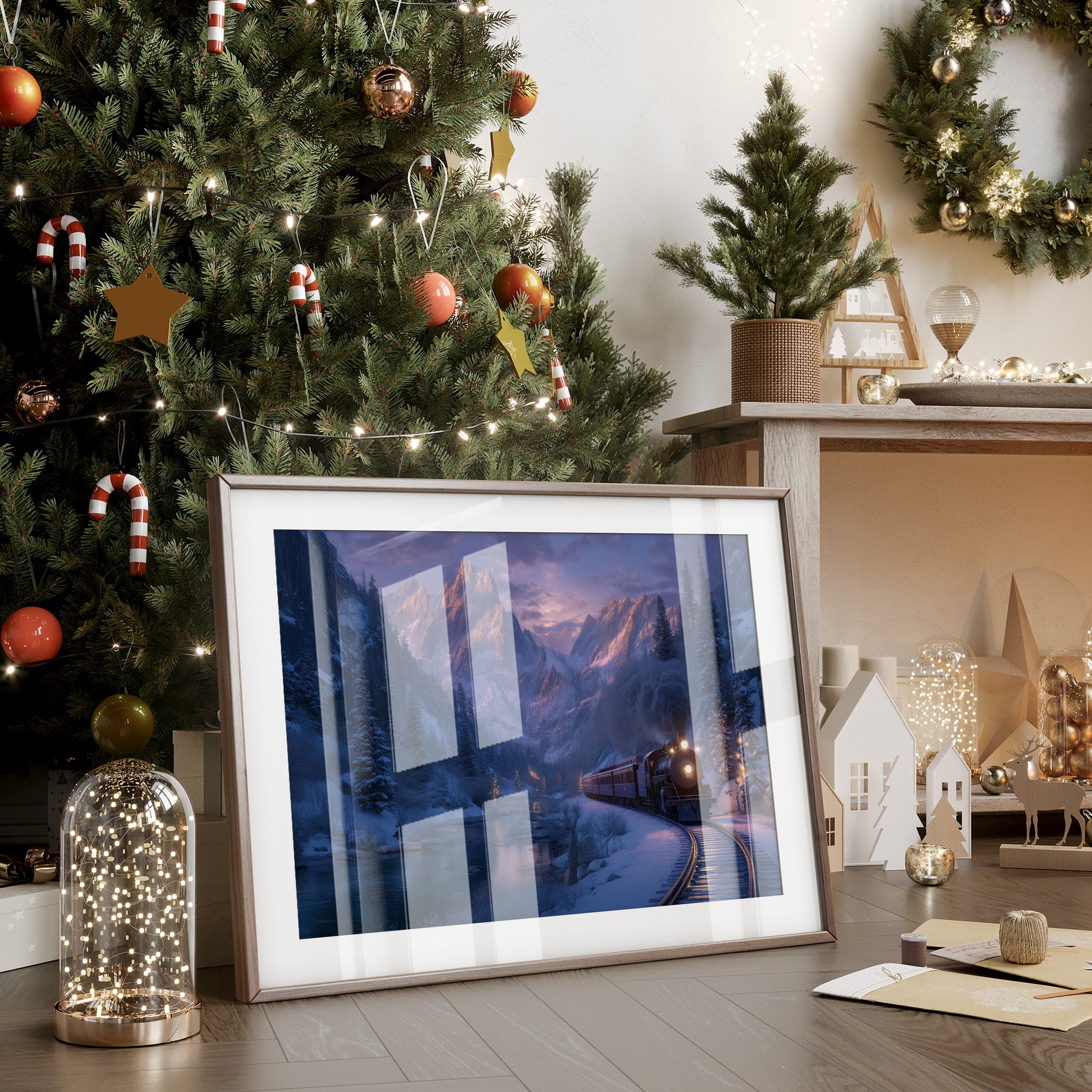 Winter Train Chases Mountain Light