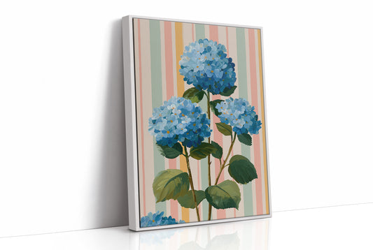 Blue Hydrangeas on a Happy Wall