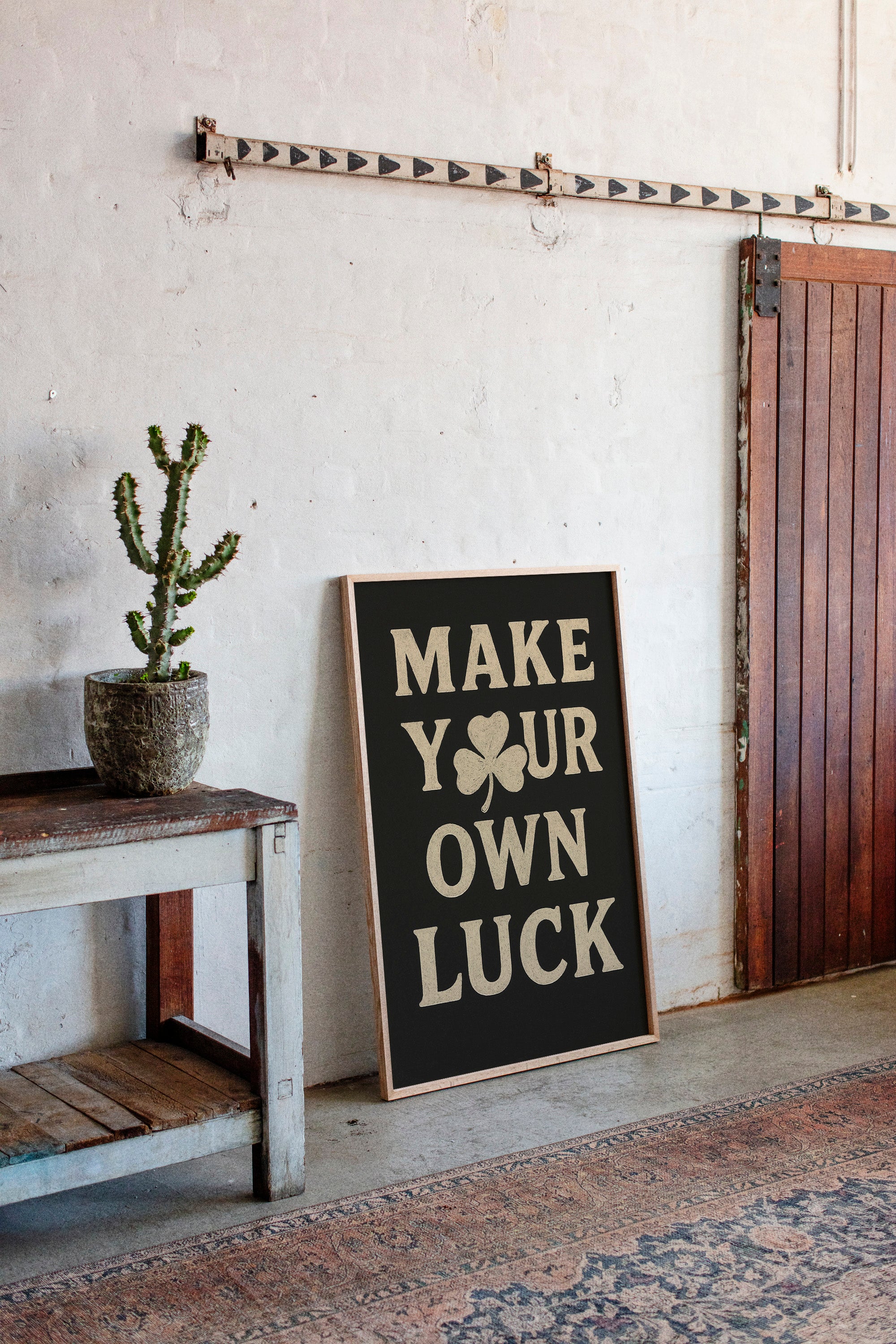 Make Your Own Luck Shamrock Poster Black