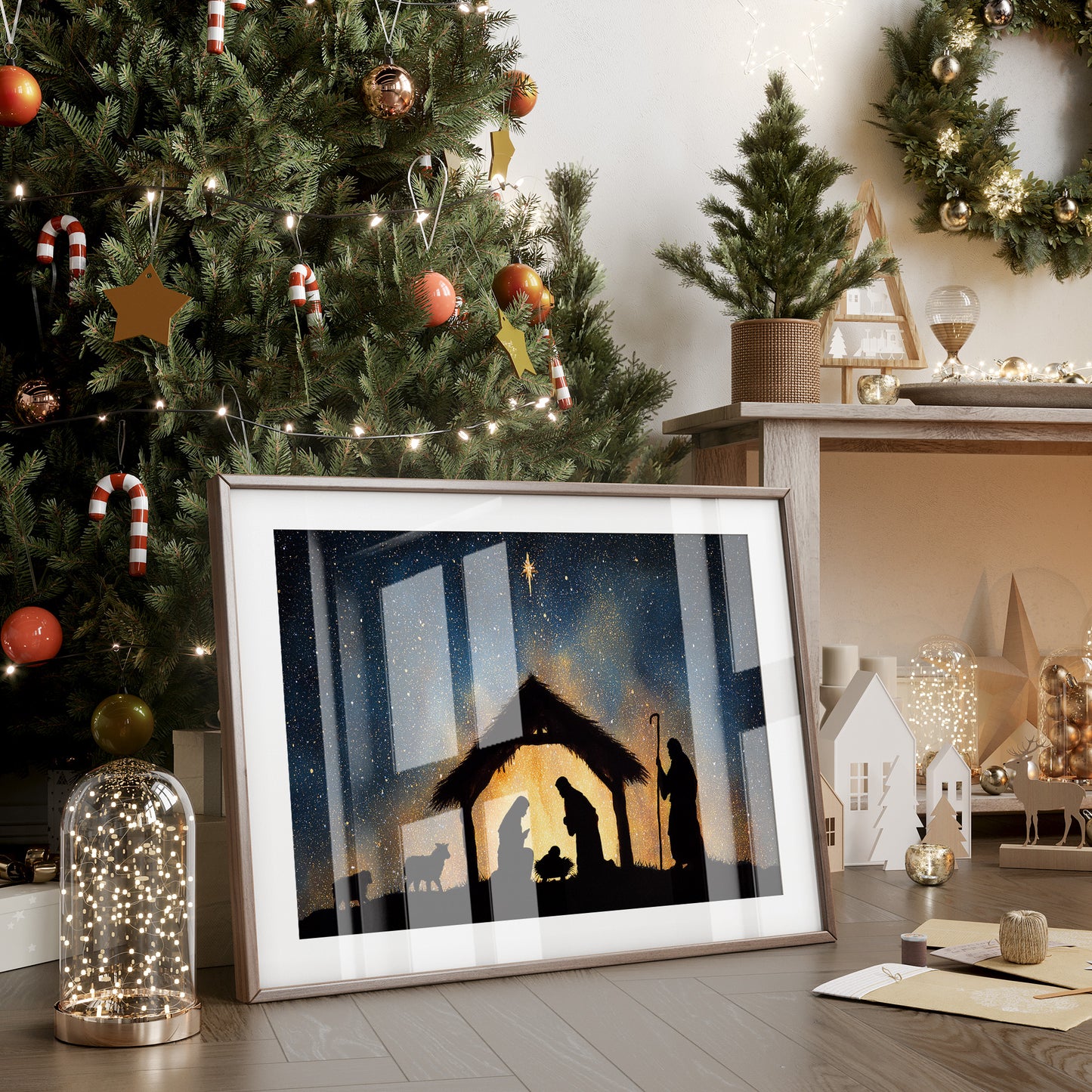 Starlit Manger Under Bethlehem Sky