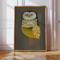 Stylized Owl with Golden Feathers