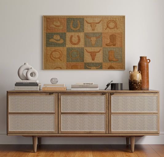 Western Icons Patchwork Quilt Print
