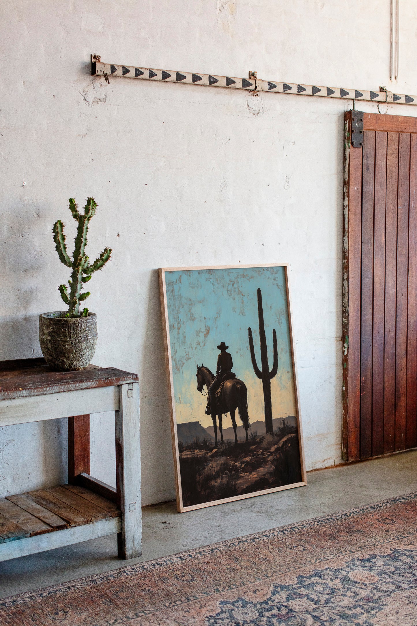 Rider and Saguaro at Dusk