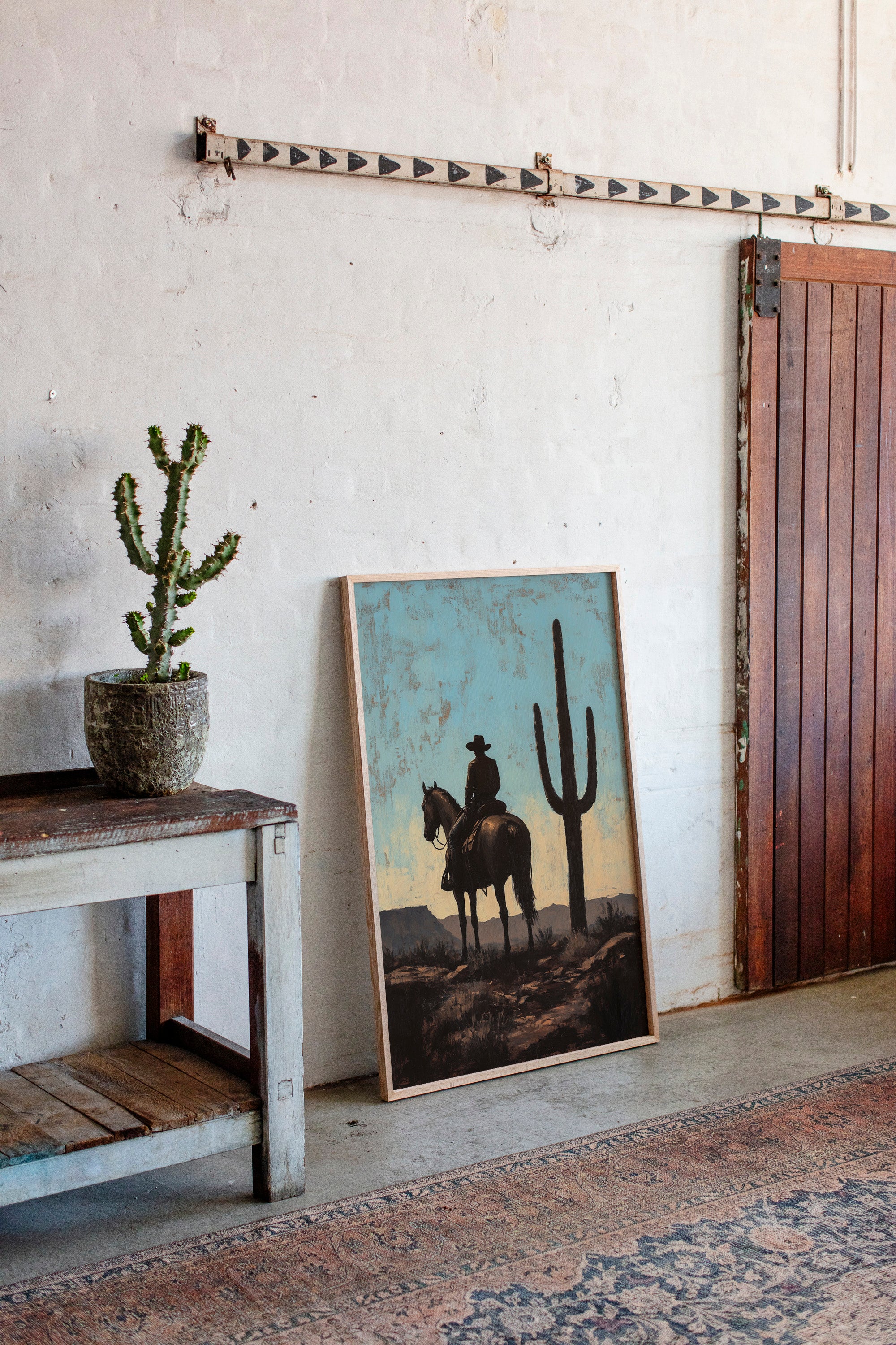 Rider and Saguaro at Dusk