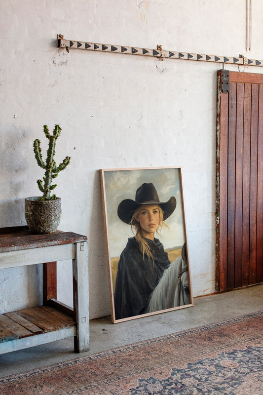 Cowgirl and Her White Horse