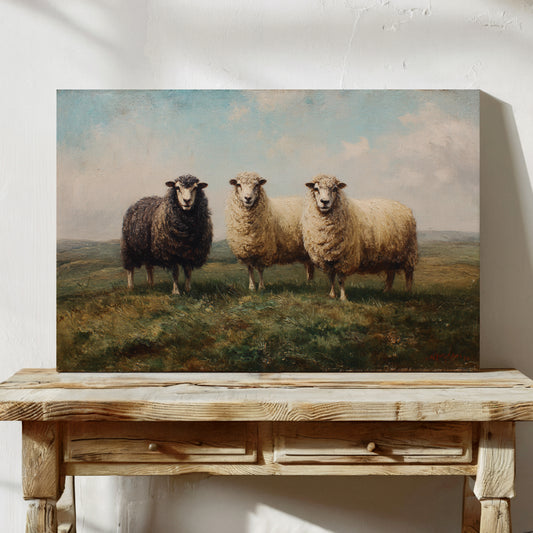 Three Sheep Stand Watch At Dawn