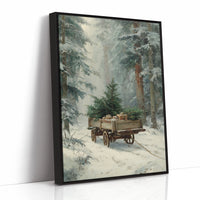 Forgotten Wagon In Winter Woods