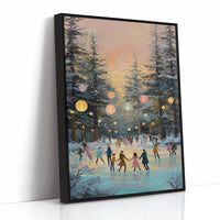 Winter Skaters Dance Under Lanterns
