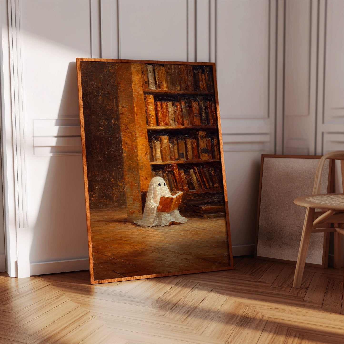 Whimsical Ghost Library Canvas Print - Enchanting Art - Gallery Canvas image 4