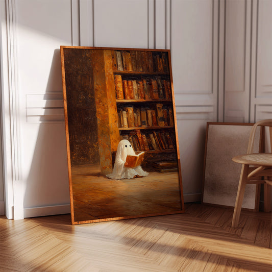 Whimsical Ghost Library Canvas Print - Enchanting Art - Gallery Canvas image 4