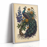 Peacock and Marigolds