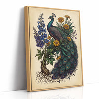 Peacock and Marigolds
