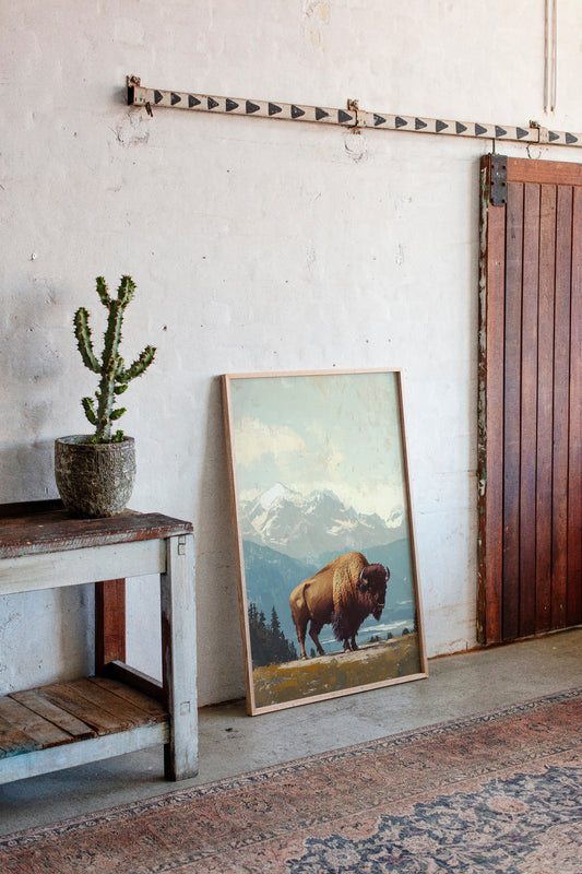 Bison Beneath the Mountain Sky