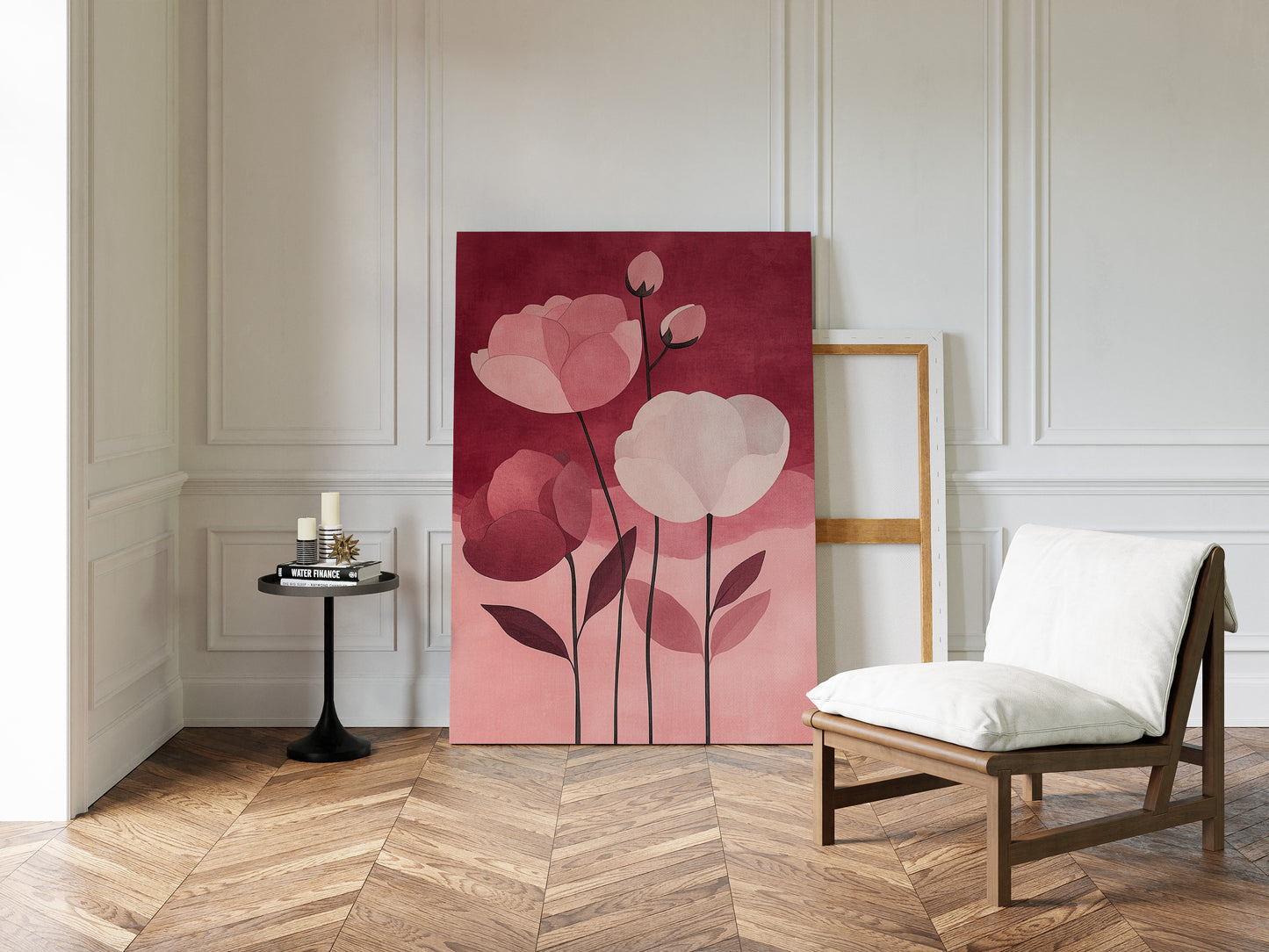 Peonies Rise Through Burgundy Mist
