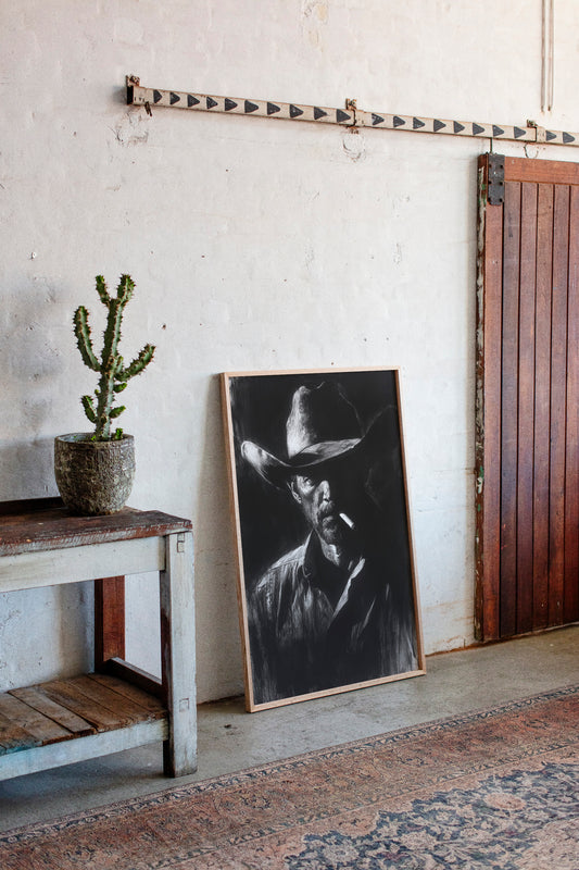 Midnight Cowboy in Charcoal Shadows