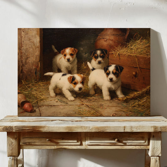 Terrier Pups Plot Barn Adventures