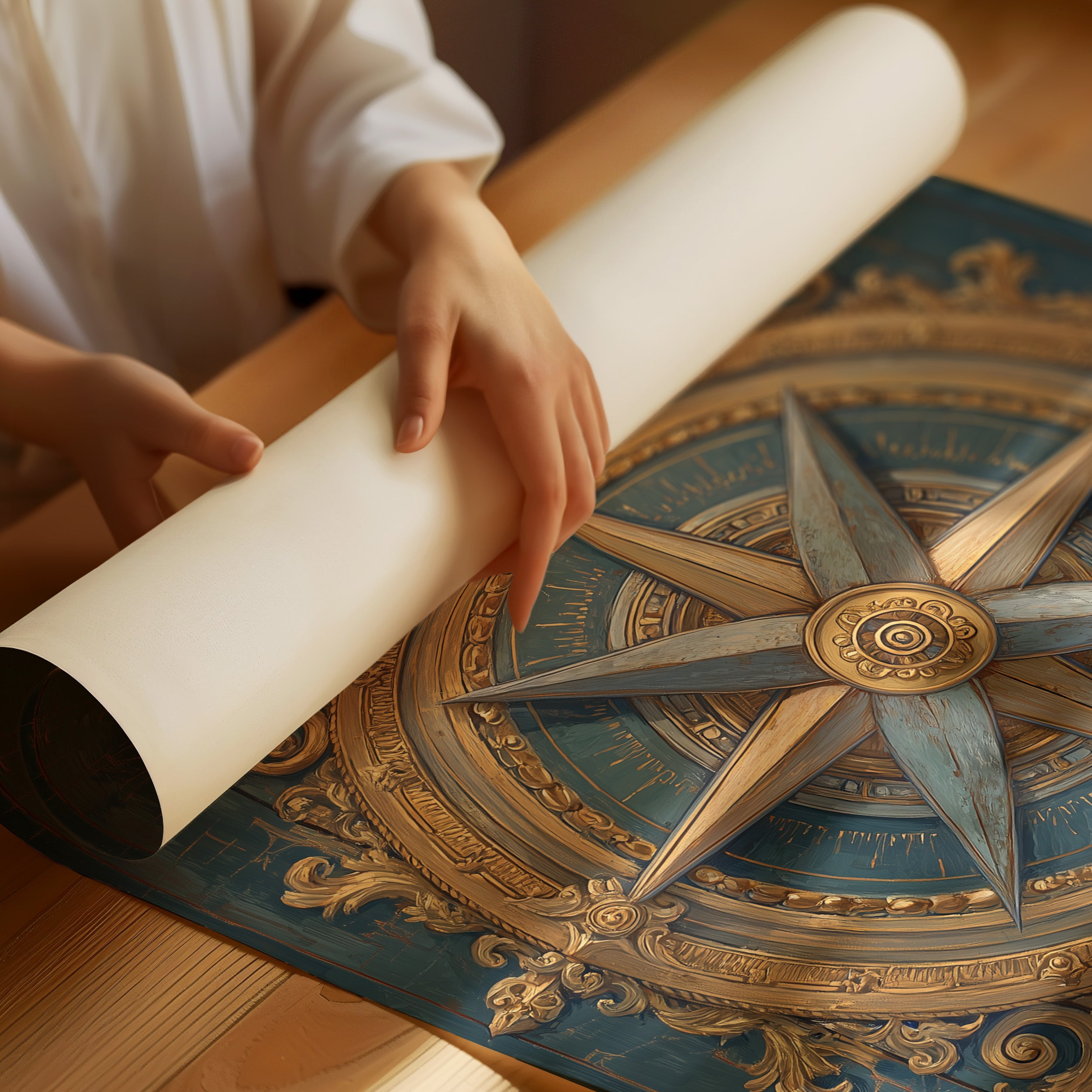 Gilded Compass Charts Distant Shores