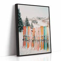 Pastel Skis Paint Winter Mountains