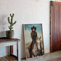 Desert Reins – Cowgirl on Paint Horse Portrait