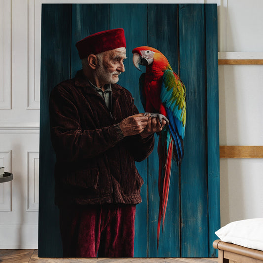 Scarlet Wings Against Teal Afternoon