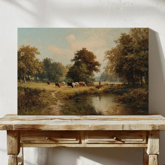 Autumn Cattle By The River's Edge