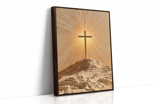Radiant Cross on Rocky Hilltop