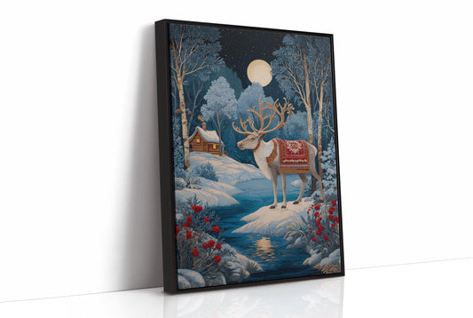 Moonlit Reindeer's Winter Tale Unfolds