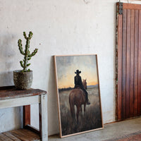 Back to the Prairie – Cowgirl on Horse at Dusk