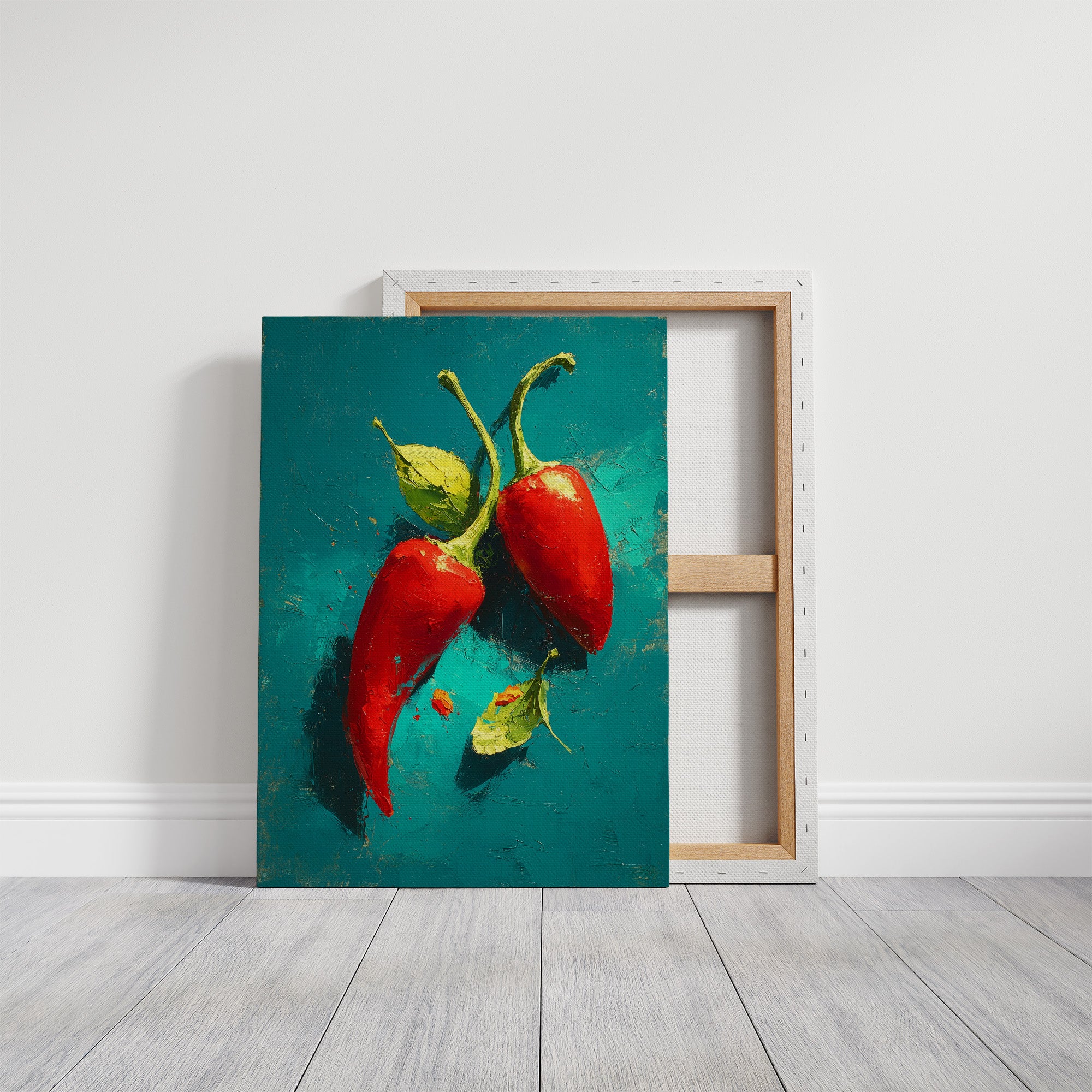 Two Chilies on Teal