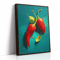 Two Chilies on Teal