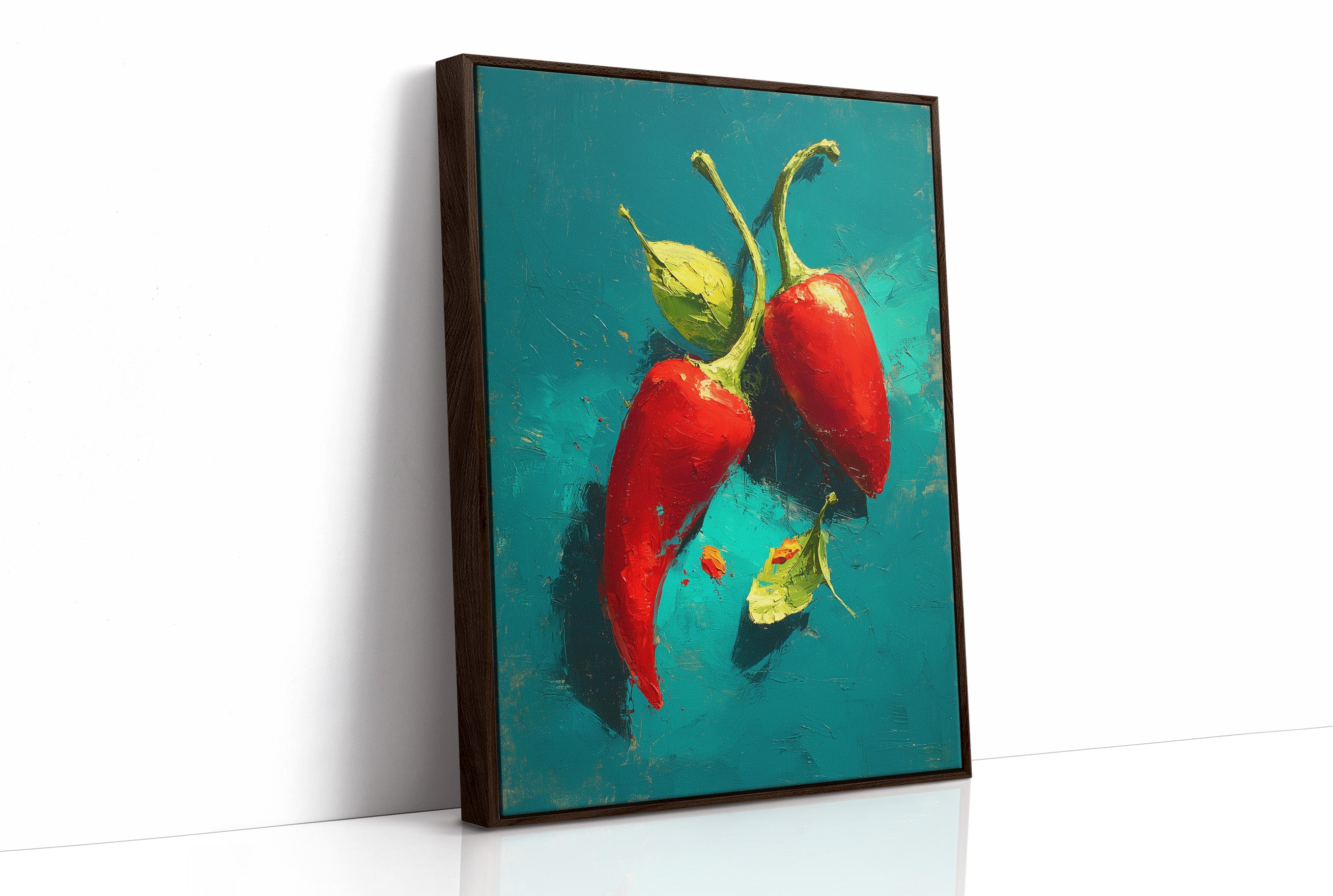Two Chilies on Teal