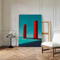 Red Pillars Against Turquoise Sky