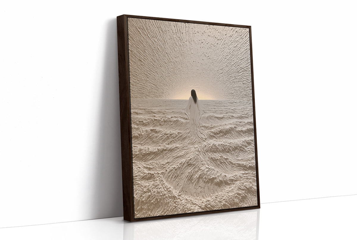 Robed Figure Facing Ocean Horizon