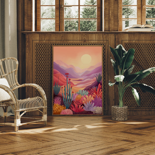 Sunset Paints Desert Flowers Wild
