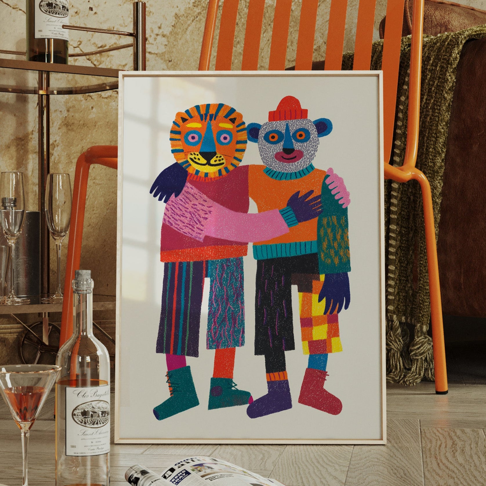 Embrace of Colorful Companionship