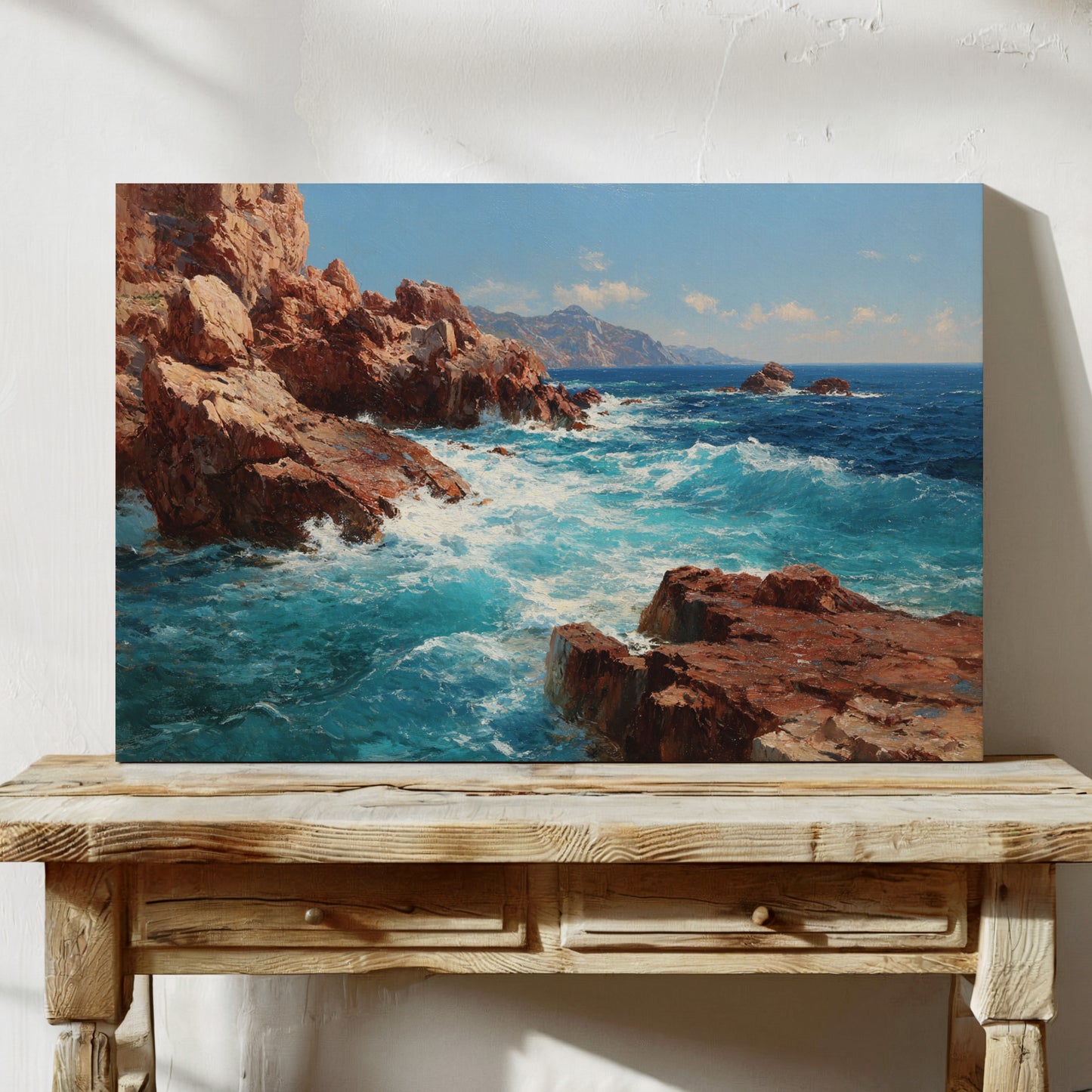 Tides Dance Against Crimson Cliffs