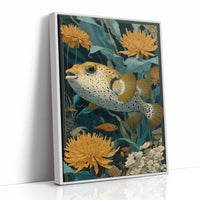 Pufferfish Among Chrysanthemums