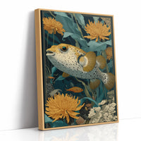 Pufferfish Among Chrysanthemums