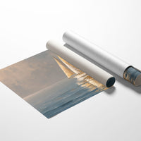 Golden Sails Through Morning Mist