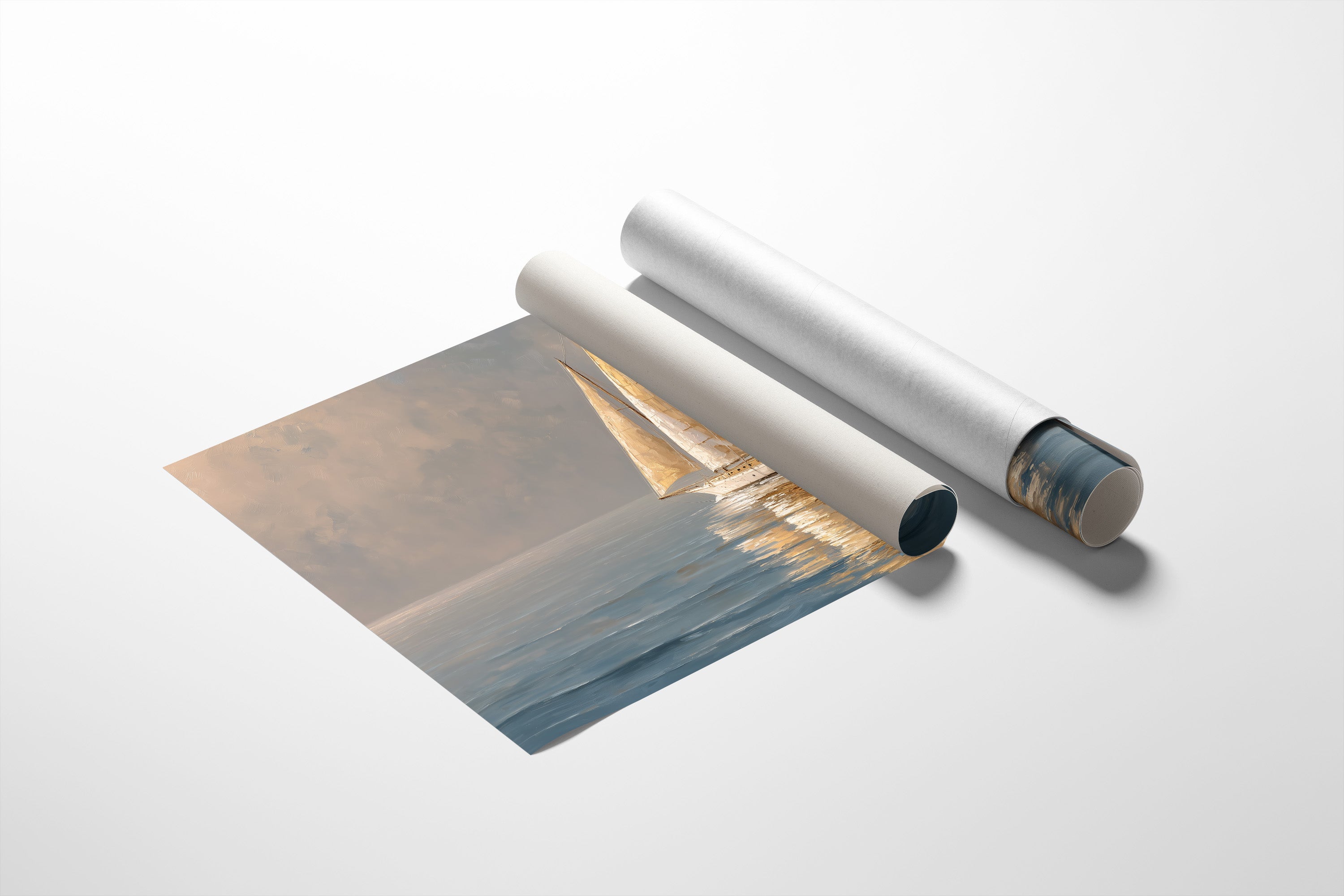 Golden Sails Through Morning Mist