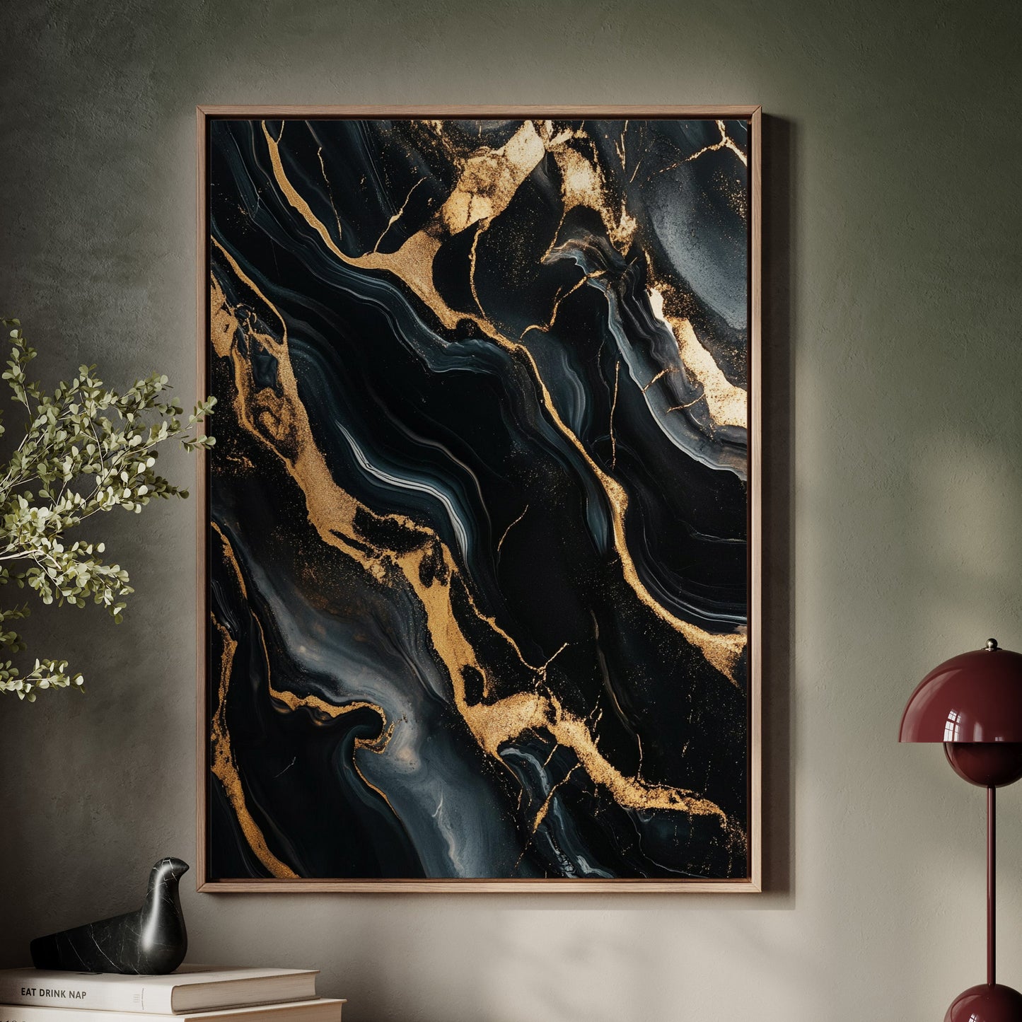 Black Marble Blaze with Liquid Gold